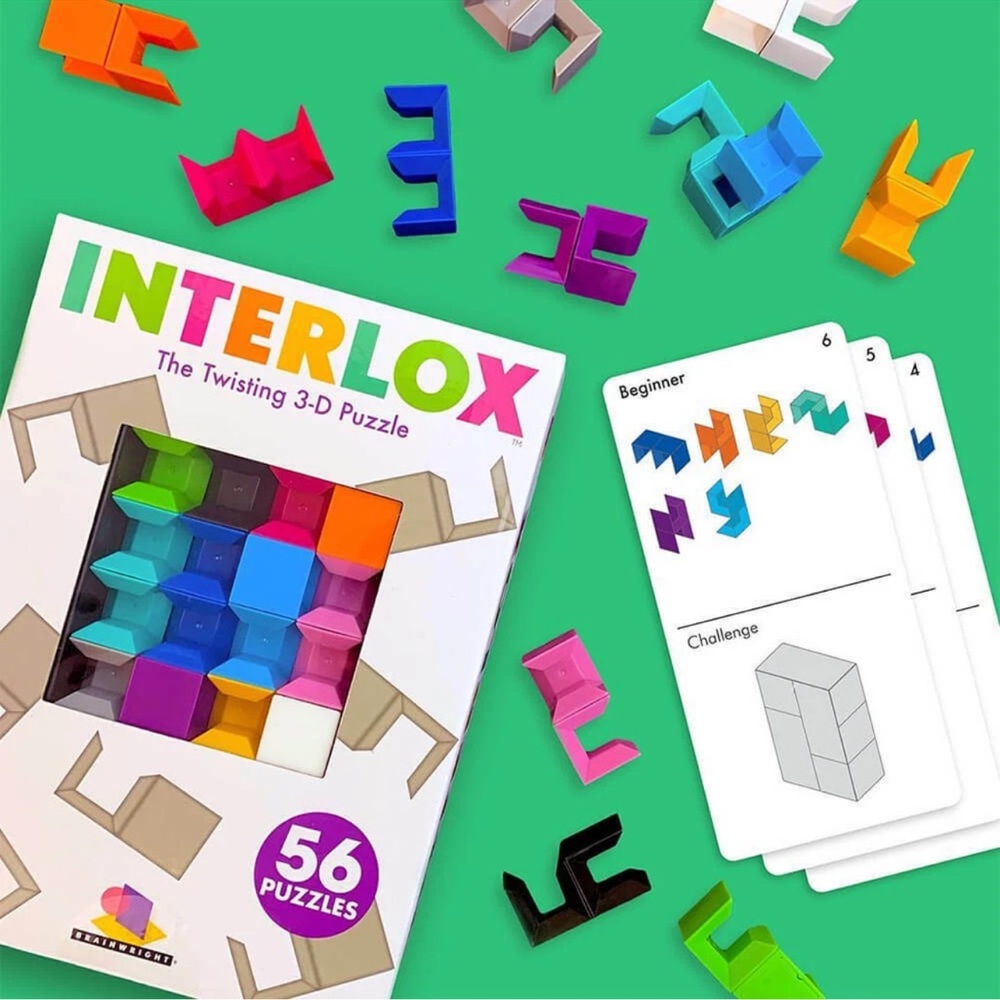 INTERLOX - The TWISTING 3-D PUZZLES for AGE 5+ New in Box 56 Puzzles